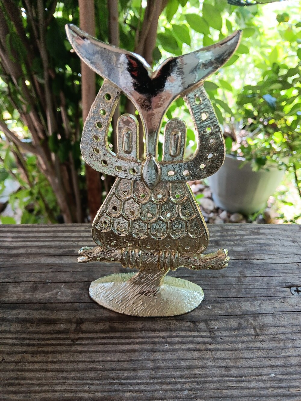 Vintage 70s Gold Tone Owl Earring Holder MCM